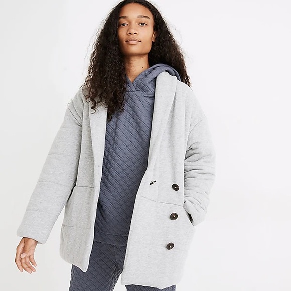 Madewell sweatshirt Puffer Coat in light heather grey - Picture 5 of 5